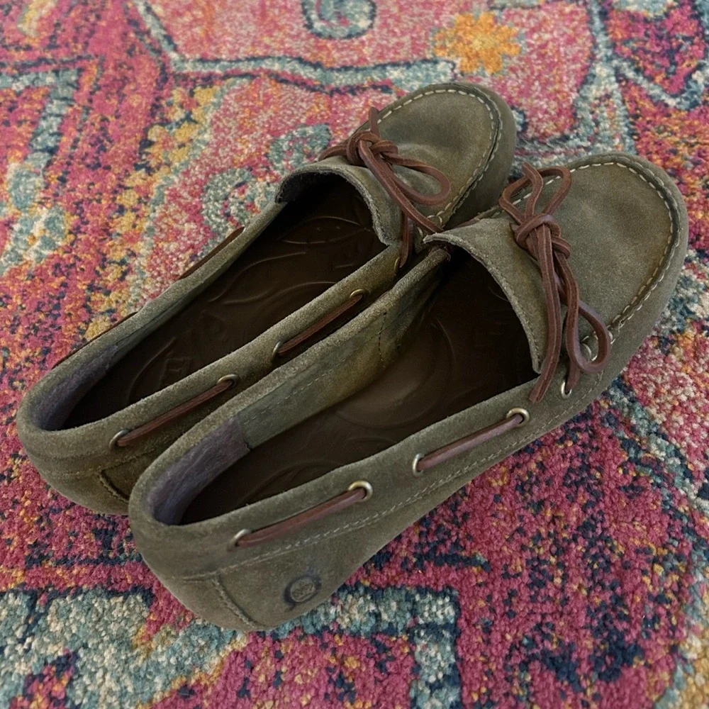 Born | Women’s Olive Green Suede Leather Slip On Driving Loafers Moccasins 8.5 - Picture 6 of 16